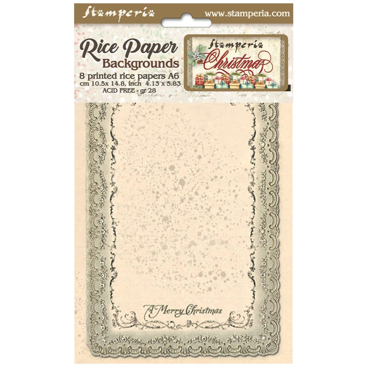Stamperia Assorted Rice Paper Backgrounds A6 8/Sheets-Classic Christmas